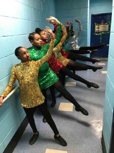 girls dancing in line