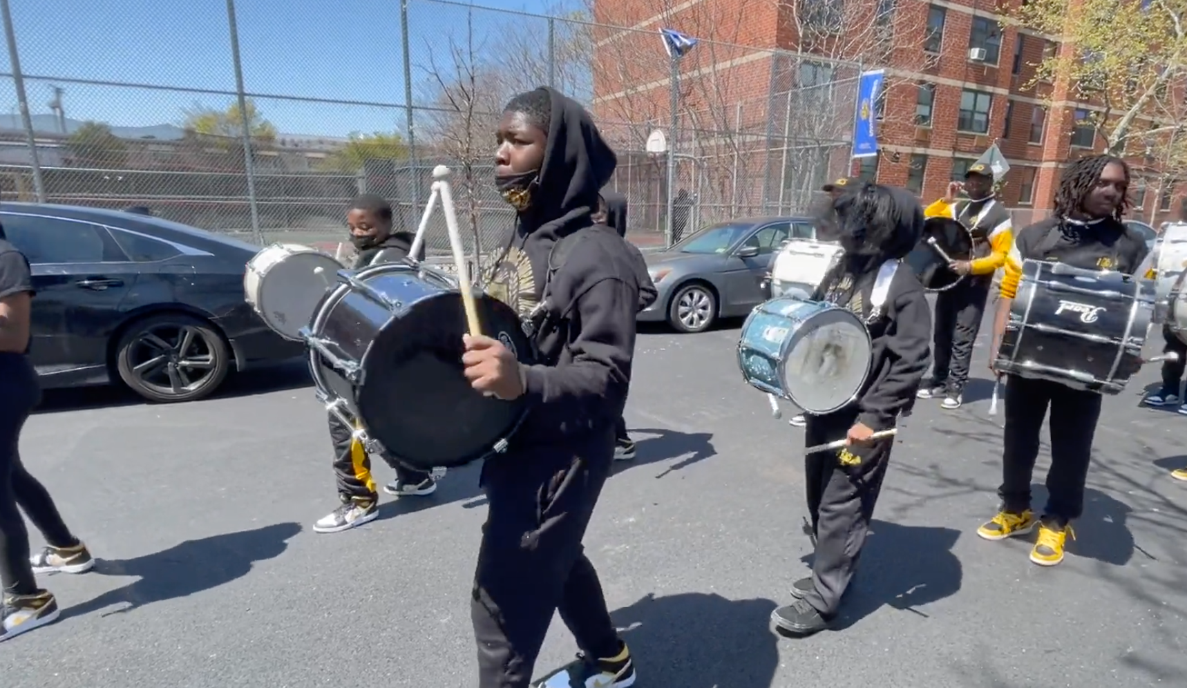 drummers playing in street